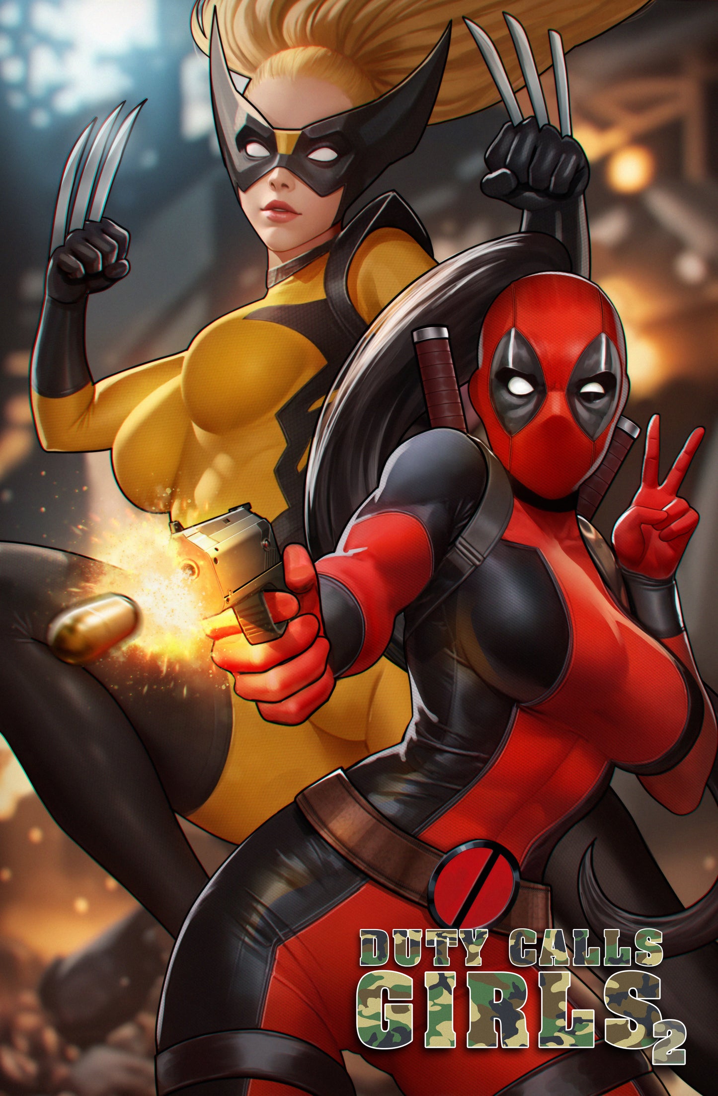 Duty Calls Girls 2 Lady Deadpool & Lady Wolverine by Dalmos